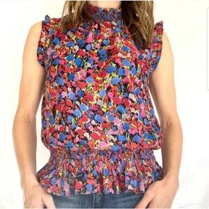 J. Crew Colorful Floral Ruffle Blouse